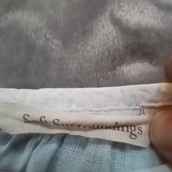 Soft Surroundings 100% Linen Top Blouse Shirt Womens Size XL Ivory Eyelet Sleeve - Picture 9 of 14